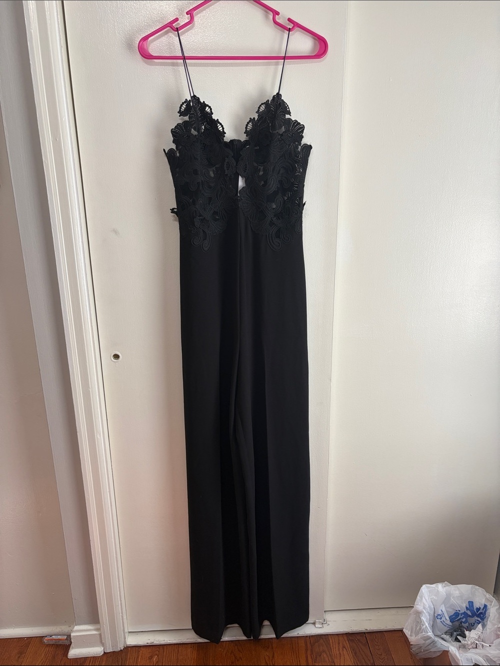 NWT Mango Elegant Black Lace Bodice Women's Jumpsuit Sz S